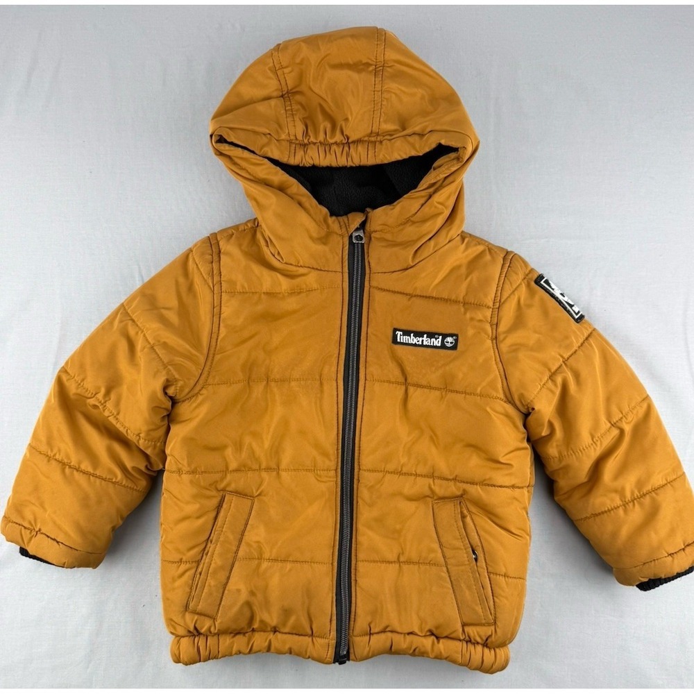 Timberland Boys Puffer Jacket 3T Wheat Hooded Winter Coat